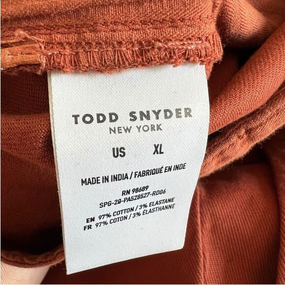 Todd Snyder Rust Roll Cuff Chino Pants XL Slim Fit Cotton Stretch - Picture 8 of 8